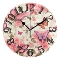 thumbnail image 1 of Butterflies Flowers Floral 10 inch Wall Clocks Non Ticking Easy to Read Battery Decorative for Home Bathroom Kitchen Bedroom Living Room, 1 of 8