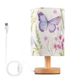 thumbnail image 1 of Butterflies Flowers Leaves Table Lamp USB Bedside Desk Nightstand Lamp Printed Gifts Small Lamp Wood Base for Bedroom Living Room Kids Room College Dorm, 1 of 7