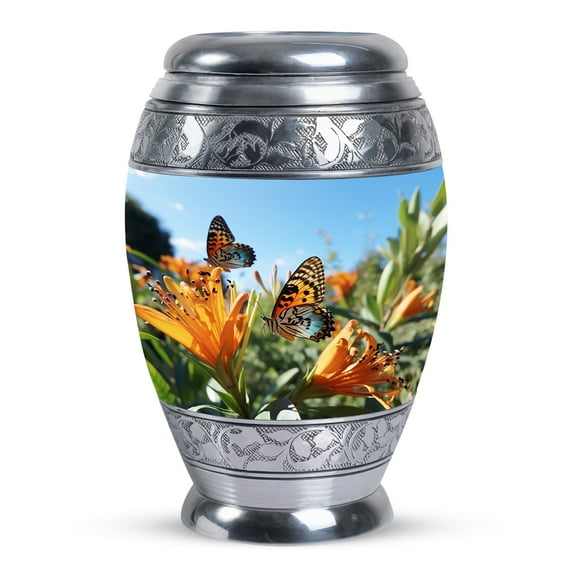 Butterflies Fly In A Morning Meadow - Mini Urns For Ashes - 3 Inch - Pack Of 1 - Cremation Urn Human Ashes - Memorial Ash Urns For Adult Male - Cremation Urns For Adult Ashes Women