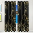 thumbnail image 1 of Butterflies Golden Black Out Curtains 84 Inch Length for Bedroom Living Room Windows 2 Panels Set, 1 of 6
