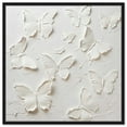 thumbnail image 1 of Butterflies In Ivory Canvas Elegant White Gold Wall Art by Art Remedy, Black Frame, 40" x 40", 1 of 8