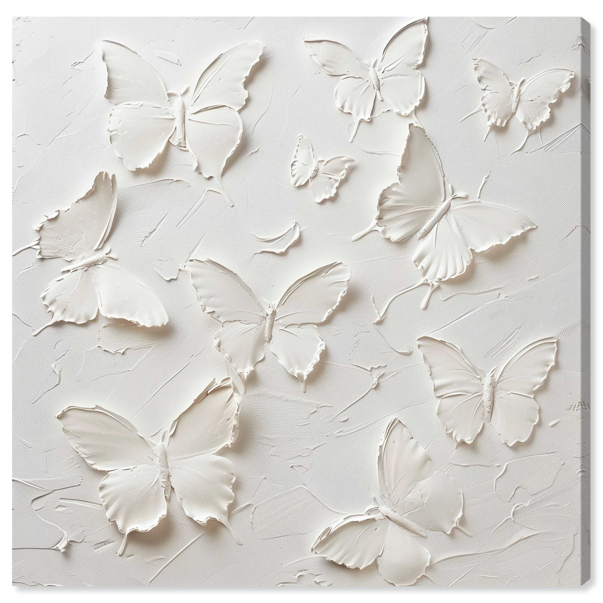 Elegant White and Gold Butterfly Canvas Wall Art, 12" x 12"