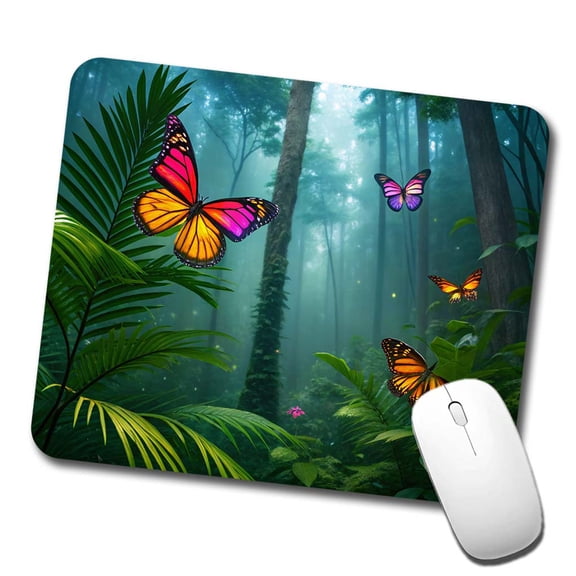 Butterflies In Jungle Forest Mouse Pad Low Profile Gaming Mat