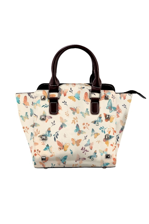 Butterflies In Spring Rivet Fashion One-Shoulder Women's Handbag Tote Bag