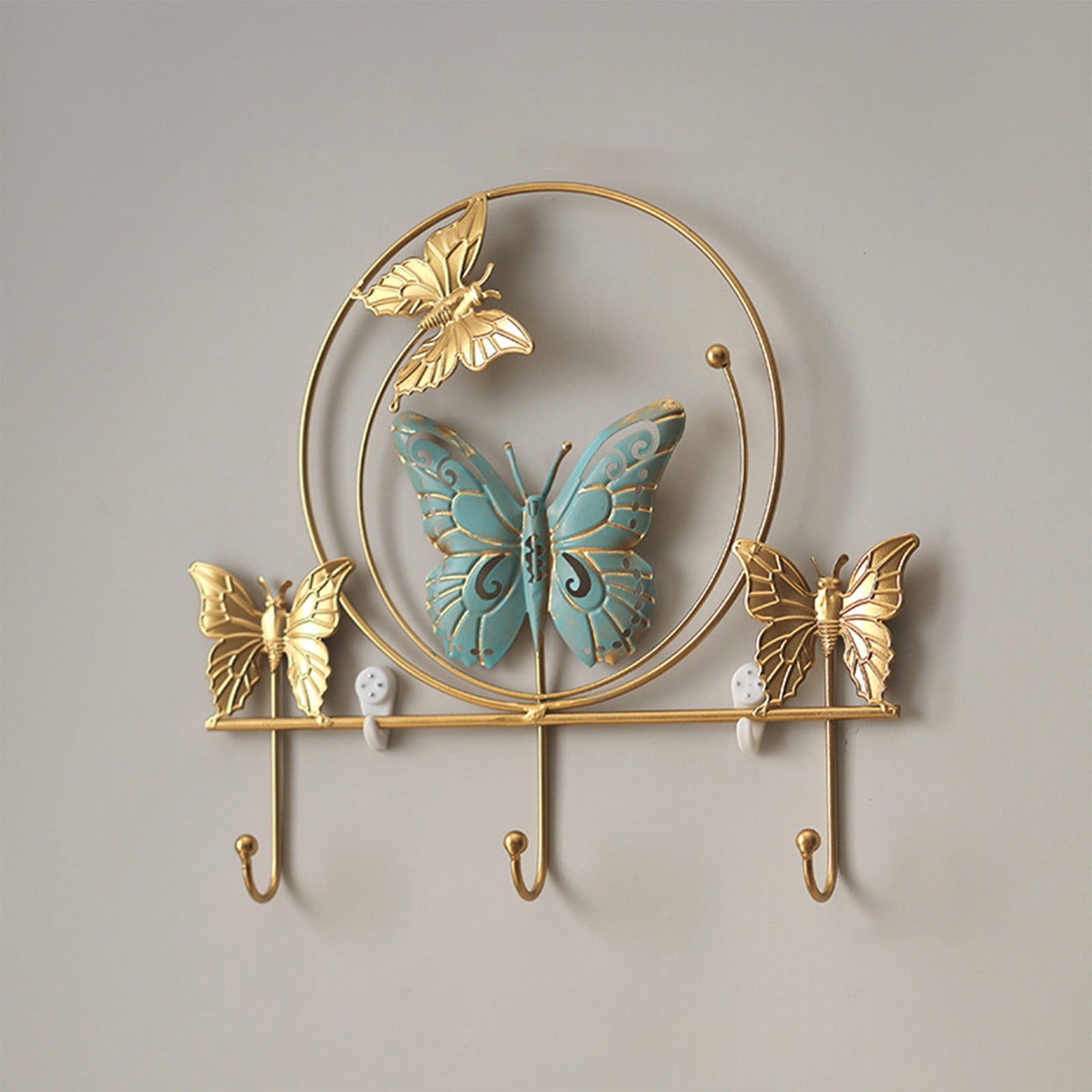 Butterflies Iron Hook, 10.6x9.6x1.1in Gold Wall-Mounted Rack, for Key ...