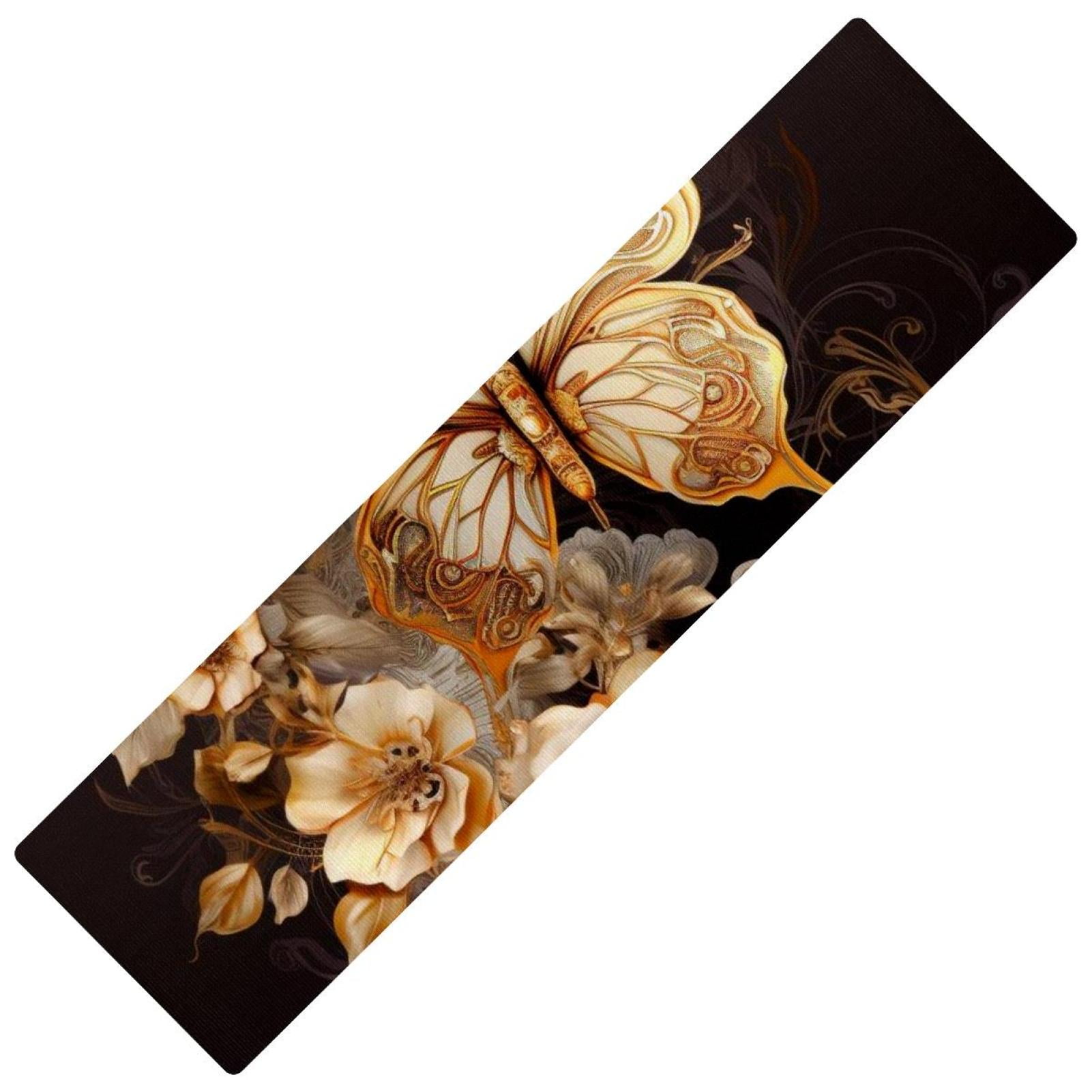 Butterflies Kitchen Runner Rug Rectangular 15.7"x59" Washable NonSlip
