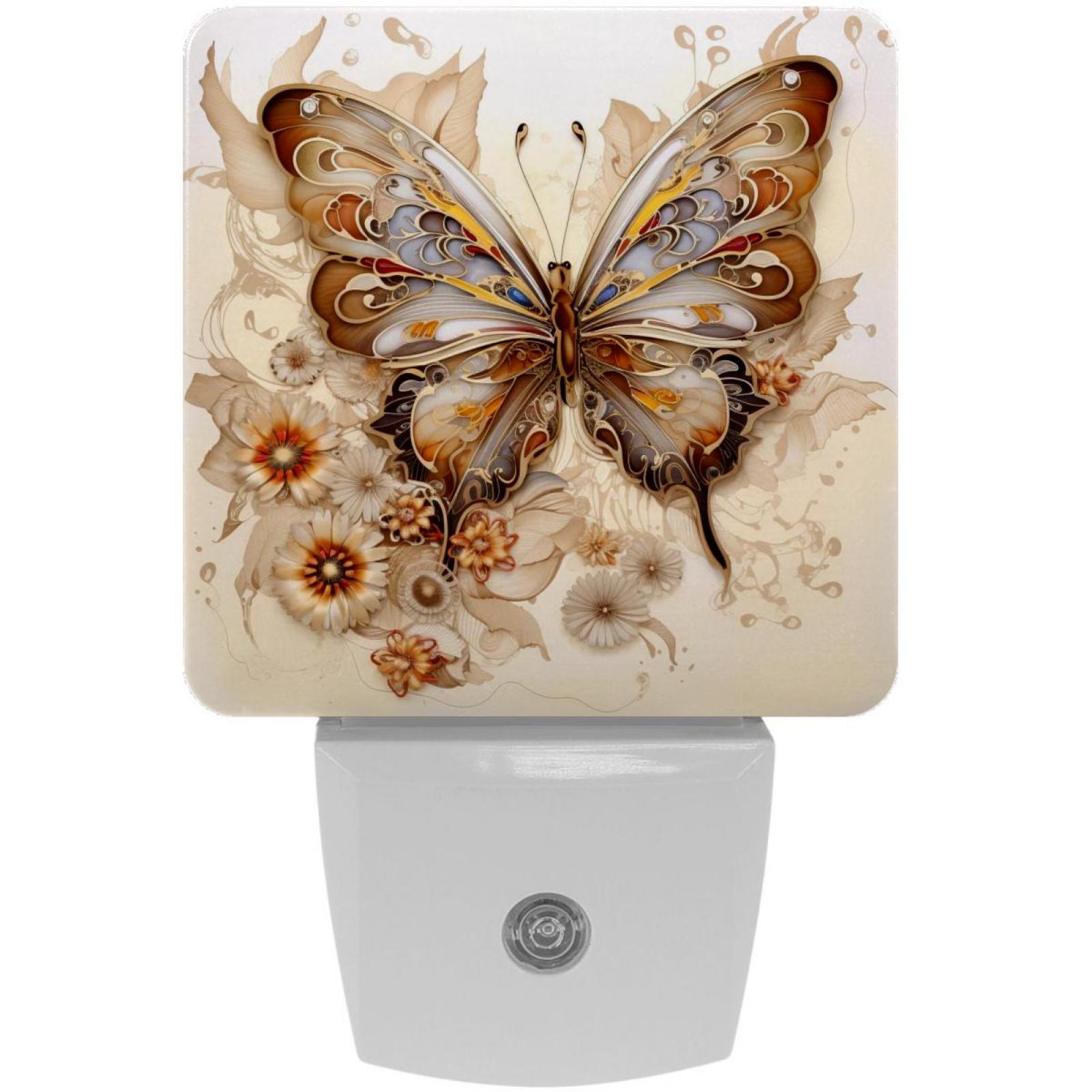 Square Night Lights – Summer Ladybugs Animal LED Plug-in Nightlight – Dusk To Dawn Auto On/Off – 0.5W Energy-Efficient – 2-Pack – For Bedroom, Bathroom, Hallway