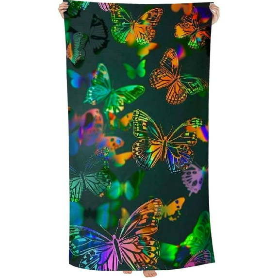 Butterflies Large Lightweight Microfiber Towel Super Absorbent Sand Free Beach Blanket Thin Quick Dry Pool Towel for Beach Travel Sports Pool Bath Camping Yoga