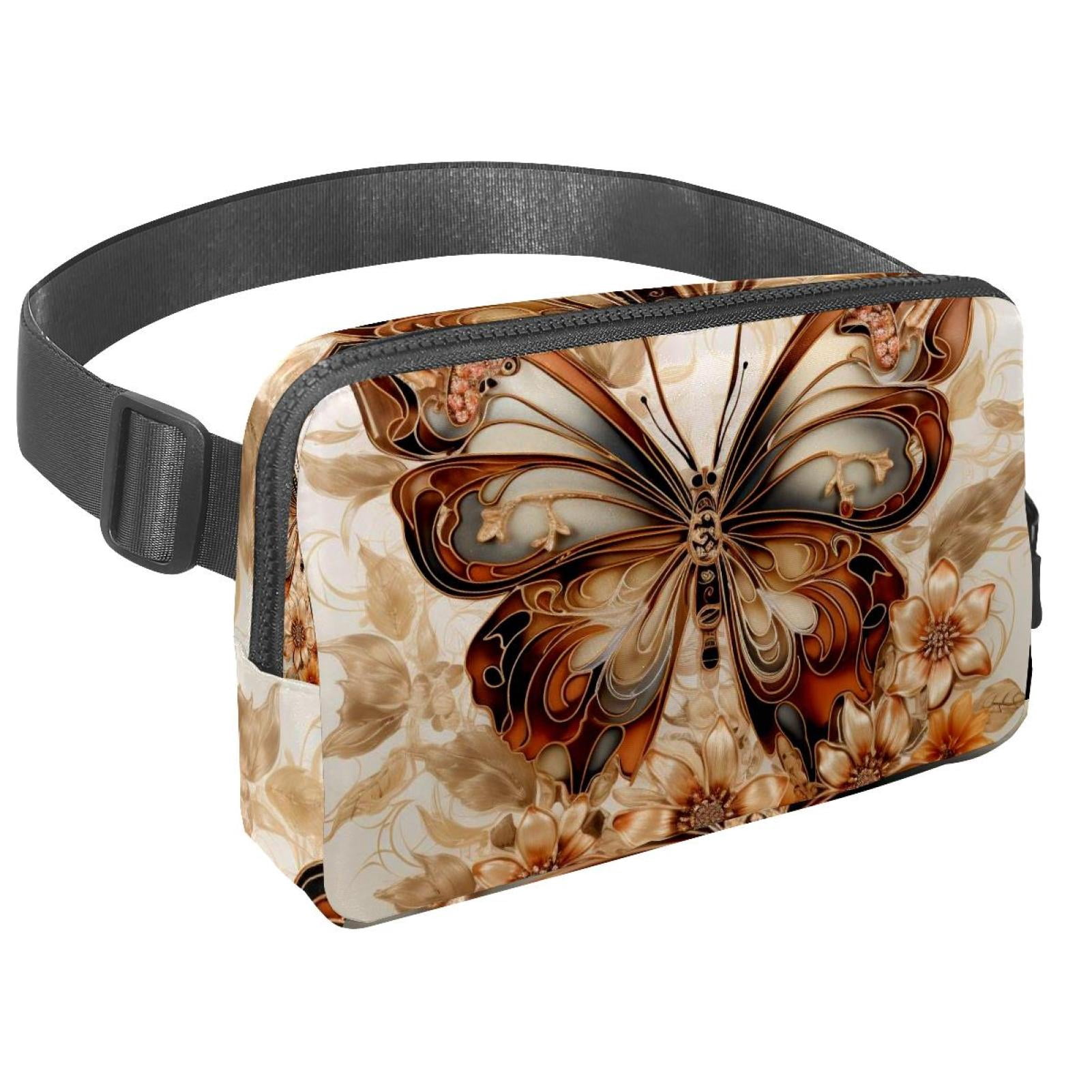 Butterflies Lightweight Adjustable Sling Bag Waist Pack with Extension Strap Unisex - Ideal for Travel and Outdoor Activities