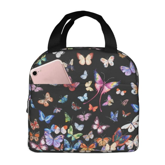 Butterflies Lunch Bag Reusable Insulated Lunch Box Large Capacity Meal Tote for Women Men Cooler Bag Waterproof Tote Bag for Travel Picnic Hiking Work