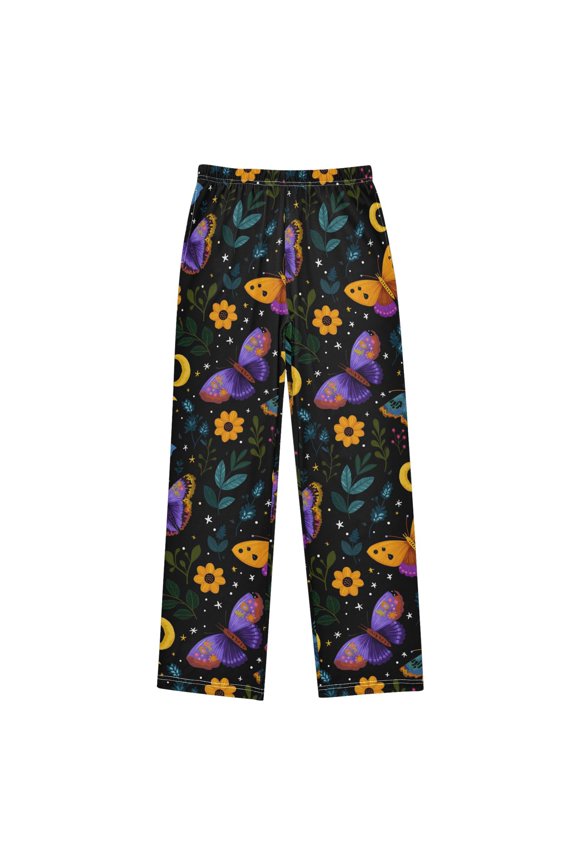 Butterflies Moon Pattern Pajama Pants Soft Lightweight Lounge Pants Bottoms Sleep Pants Warm Comfy