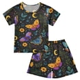 thumbnail image 1 of Butterflies Moon Pattern Summer Pajama Set Soft Cotton Short Sleeve Sleepwear 2PCS Pajama Sets Breathable Lounge Set Size 8Y, 1 of 7