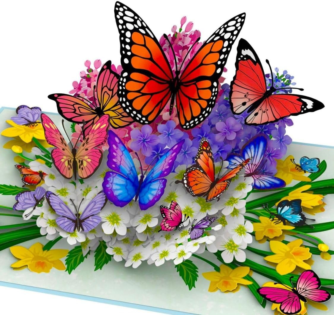 ® Butterflies in Nature Pop Up Card - 3D Butterfly Card for Wife, Husband, Girlfriend, Mom, Dad, Mother, Father (Birthday Card, Get Well, Thank You, Anniversary)