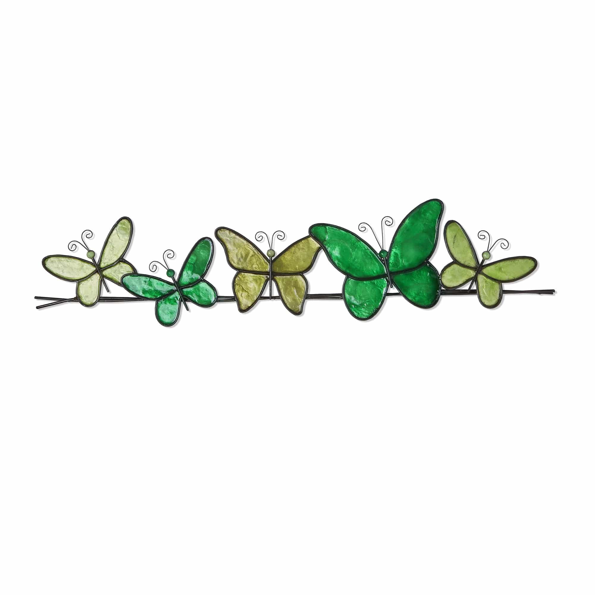 Green Capiz Shell Butterfly Wall Decor with Metal Frame