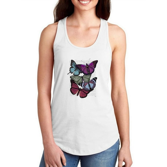 Butterflies On Paper Iii Racerback Tank Women -Fab Funky Designs, Female x-Small
