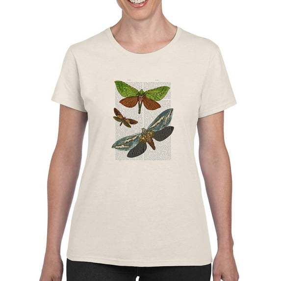 Butterflies On Paper Iii. T-Shirt Women -Fab Funky Designs, Female 3X-Large