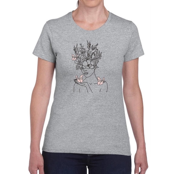 Butterflies On Woman's Face Shaped T-Shirt Women -Image by Shutterstock, Female Small