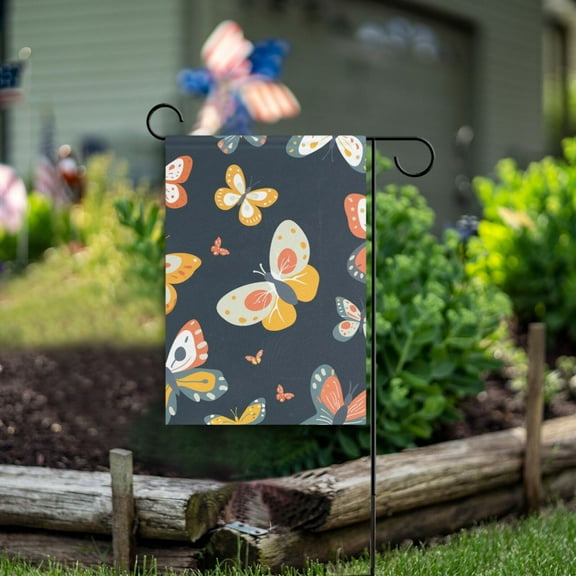 Butterflies Orange Garden Flag Double Sided Outdoor Banners for Courtyard Outdoor Lawn Farmhouse Holiday Decorations
