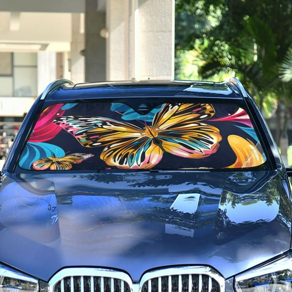 Butterflies Painting Automotive Front Car Windshield Sun Shade Reflector Foldable for Front Fit for Cars Truck SUVs