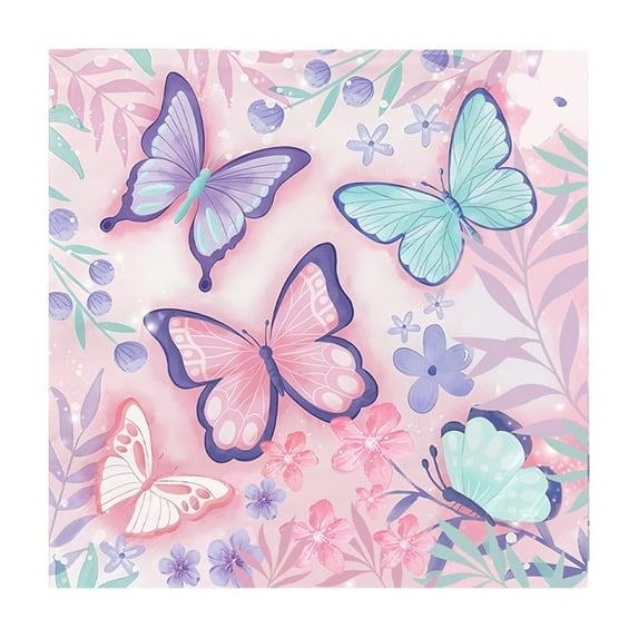 Butterflies Party Supplies, Disposable Tableware Set, Colorful 7 Inch and 9 Inch Plates with Napkins, Plastic and Paper Material, Perfect for Birthday and Summer Parties