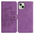 thumbnail image 1 of Butterflies Pattern Case Compatible with iPhone 14 Plus, Vintage PU Leather Wallet Case Card Slots Kickstand Magnetic Closure Shockproof Flip Folio Book Case Cover Wrist Strap, Purple, 1 of 5