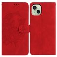thumbnail image 1 of Butterflies Pattern Case Compatible with iPhone 14, Vintage PU Leather Wallet Case Card Slots Kickstand Magnetic Closure Shockproof Flip Folio Book Case Cover Wrist Strap, Red, 1 of 5