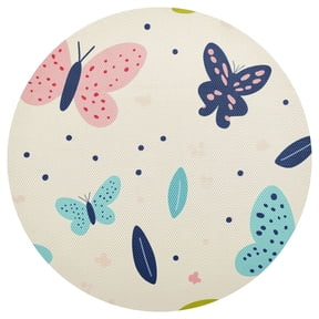 Butterflies Pattern Design 15.4in Diameter PVC Plate Mat, Heat-Resistant and Cuttable, Kitchen Decor