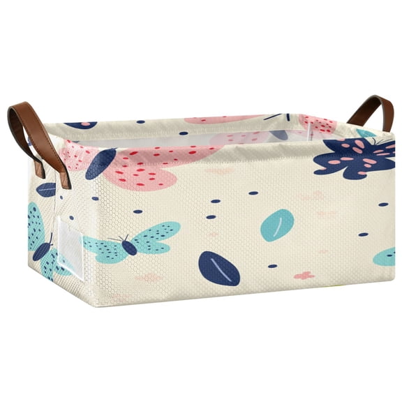Butterflies Pattern Design Open Home Storage Bins Foldable Metal Frame Shelf Baskets 16.9x11.4x7.7in Water-Resistant
