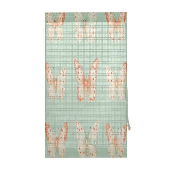 Butterflies Pattern Door Curtain 54x72in UV Blocking Mesh with Adjustable Tie Back Rod Pockets