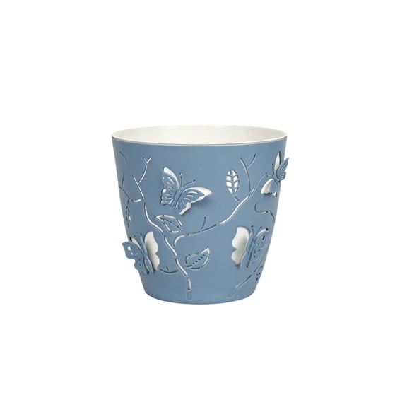 Butterflies Patterned Planter,Double Layer Butterflies Patterned Hollow Out Planter Plastic Embossed Flower Pot for Gardening Plants and Green Decor(Blue)
