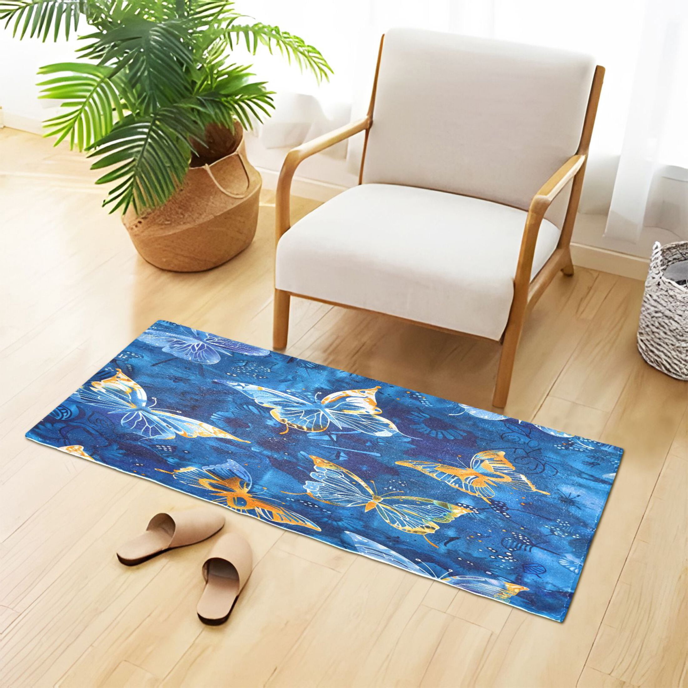 Butterfly Runner Rug Butterflies Patterns Batik Dye Plush Carpet Non Slip Runner Rug ...
