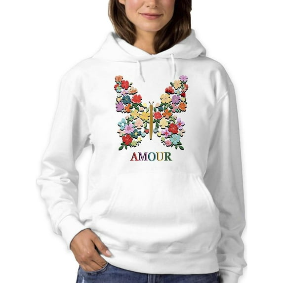 Butterflies Positive Quote Hoodie Women -Image by Shutterstock, Female x-Large