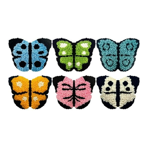 Butterflies Punch Needle Coasters Kit,6-pattern punch needle Needle Coasters Kit ,Punch Art for Beginners,Suitable for Home Decoration