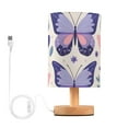 thumbnail image 1 of Butterflies Purple Bedside Table Lamp LED Warm Lights with USB Charging Port Retro Cylinder Desk Lamps, 1 of 7