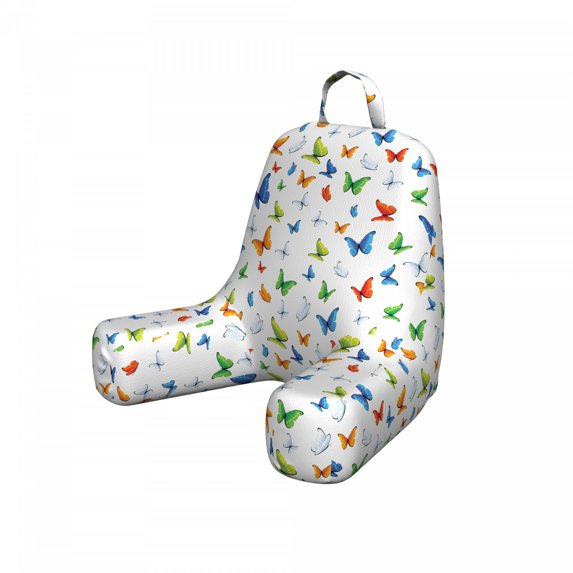 Butterflies Reading Pillow Cover, Butterflies Animal Clipart Ecology Environment Joyful Design Cartoon Tropics, Unstuffed Printed Bed Rest Case from Soft Fabric, Small, Multicolor, by Ambesonne