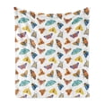 thumbnail image 1 of Butterflies Soft Flannel Fleece Throw Blanket, Assortment of Colorful Beetles and Moths Flying Creatures Insects Tropical, Cozy Plush for Indoor and Outdoor Use, 60" x 80", Multicolor, by Ambesonne, 1 of 5