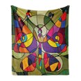 thumbnail image 1 of Butterflies Soft Flannel Fleece Throw Blanket, Butterfly Wings Consisting of Twisted Lines Modern Abstract Design, Cozy Plush for Indoor and Outdoor Use, 50" x 70", Multicolor, by Ambesonne, 1 of 5