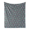thumbnail image 1 of Butterflies Soft Flannel Fleece Throw Blanket, Pattern of Repetitive Spring Flower Silhouettes Spring Season Design, Cozy Plush for Indoor and Outdoor Use, 50" x 70", Seafoam and Grey, by Ambesonne, 1 of 5