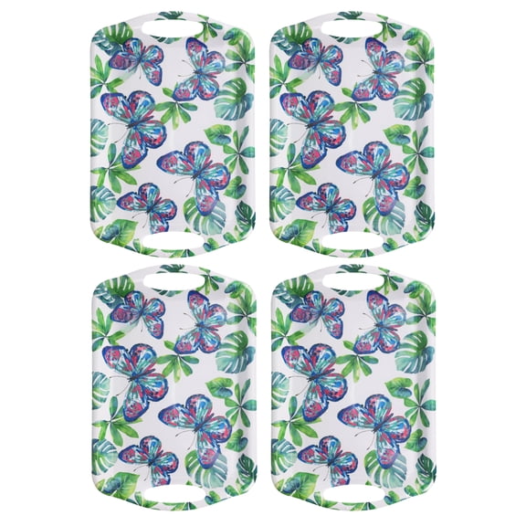 Butterflies Summer Print Trays with Handles 16x10 in for Fruit Dessert Food Snack Serving Rectangular Platters Home Kitchen Dining Party Favor Table Decoration Gift Supplies Set of 4 & Oggeto
