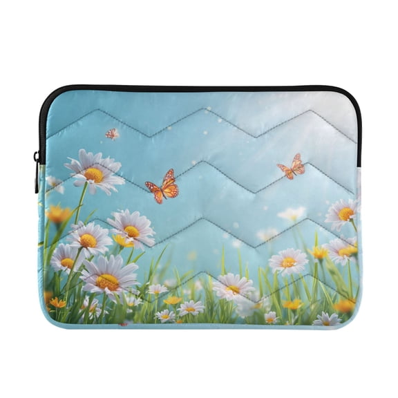 Butterflies Sunshine Daisies Flower Field Quilted Laptop Protective Cases Computer Sleeves Tablet Bags Briefcases M