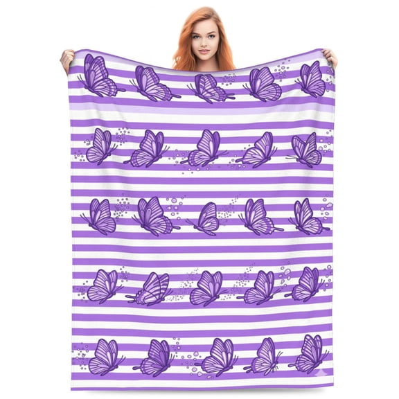 Butterflies Throw Blanket, Soft Warm Flannel Blanket, Lightweight Cozy Blanket for Bed, Couch, Travel, Gift Idea for Women & Men 50x40