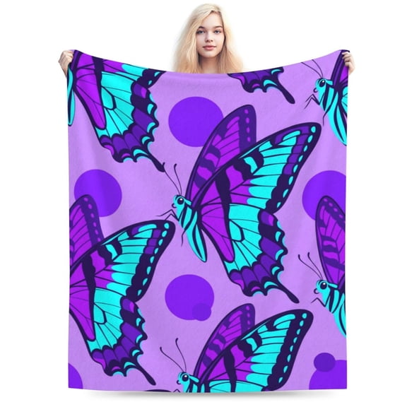 Butterflies Throw Blanket, Soft Warm Flannel Blanket, Lightweight Cozy Blanket for Bed, Couch, Travel, Gift Idea for Women & Men 50x40