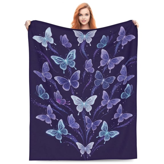 Butterflies Throw Blanket, Soft Warm Flannel Blanket, Lightweight Cozy Blanket for Bed, Couch, Travel, Gift Idea for Women & Men 50x40