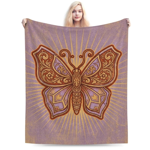 Butterflies Throw Blanket, Soft Warm Flannel Blanket, Lightweight Cozy Blanket for Bed, Couch, Travel, Gift Idea for Women & Men 50x40