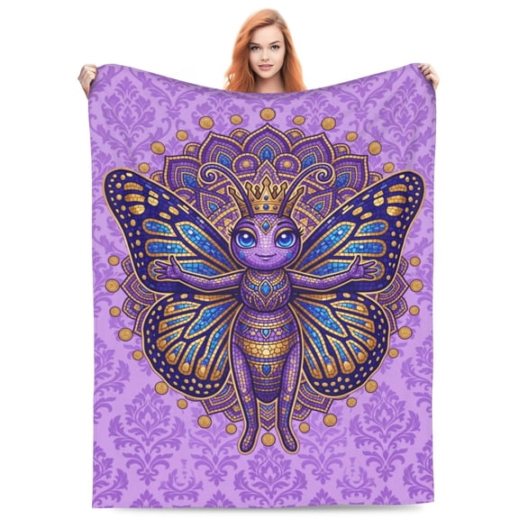 Butterflies Throw Blanket, Soft Warm Flannel Blanket, Lightweight Cozy Blanket for Bed, Couch, Travel, Gift Idea for Women & Men 50x40