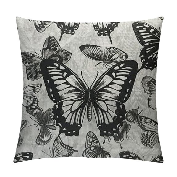 Butterflies Throw Pillow Case Vector Black and White Butterflies Pillow Cushion Covers Home Sofa Decorative