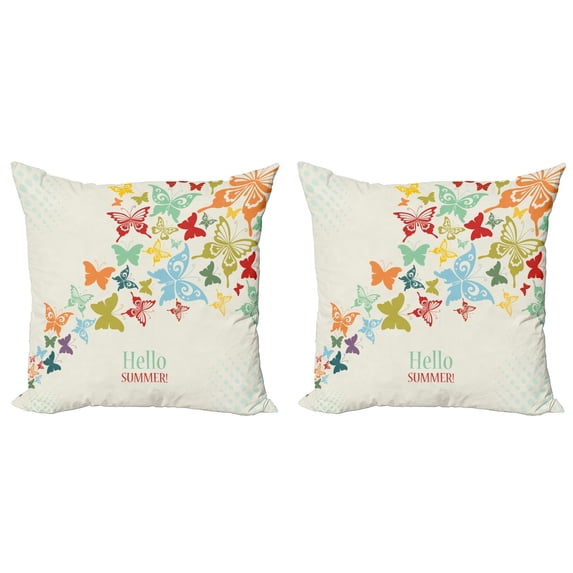Ambesonne Colorful Throw Pillow Cover 2 Pack, Butterfly Dots Timber, 20", Multicolor