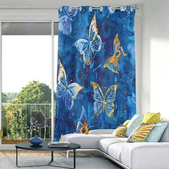 Butterflies Tie Dye Blackout Curtains 84"x52" Thermal Insulated Curtain 1 Panel