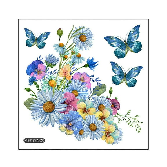 Butterflies Floral Pattern Toilet Lid Sticker Decal Decor Wall Art Creative г ξи Q8M2