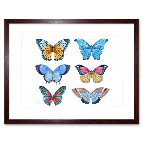 Butterflies Vector Watercolour Art Print Framed Poster Wall Decor 9x7 inch